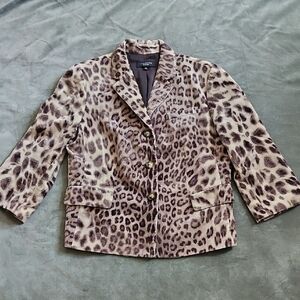 Talbots Cotton Velvet Leopard Print Blazer